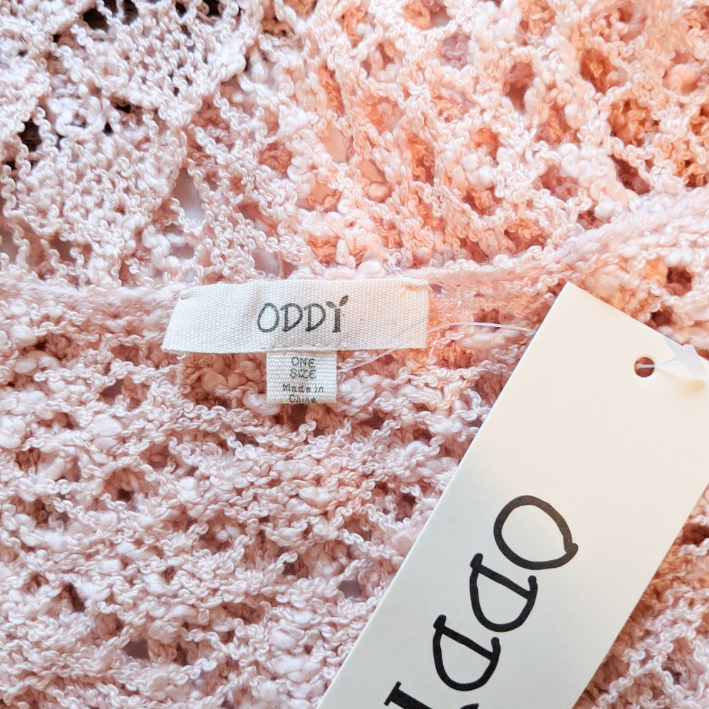 💥3 for $30💥 NWT Oddi Peach Crochet Top with Fringe - Picture 6 of 6